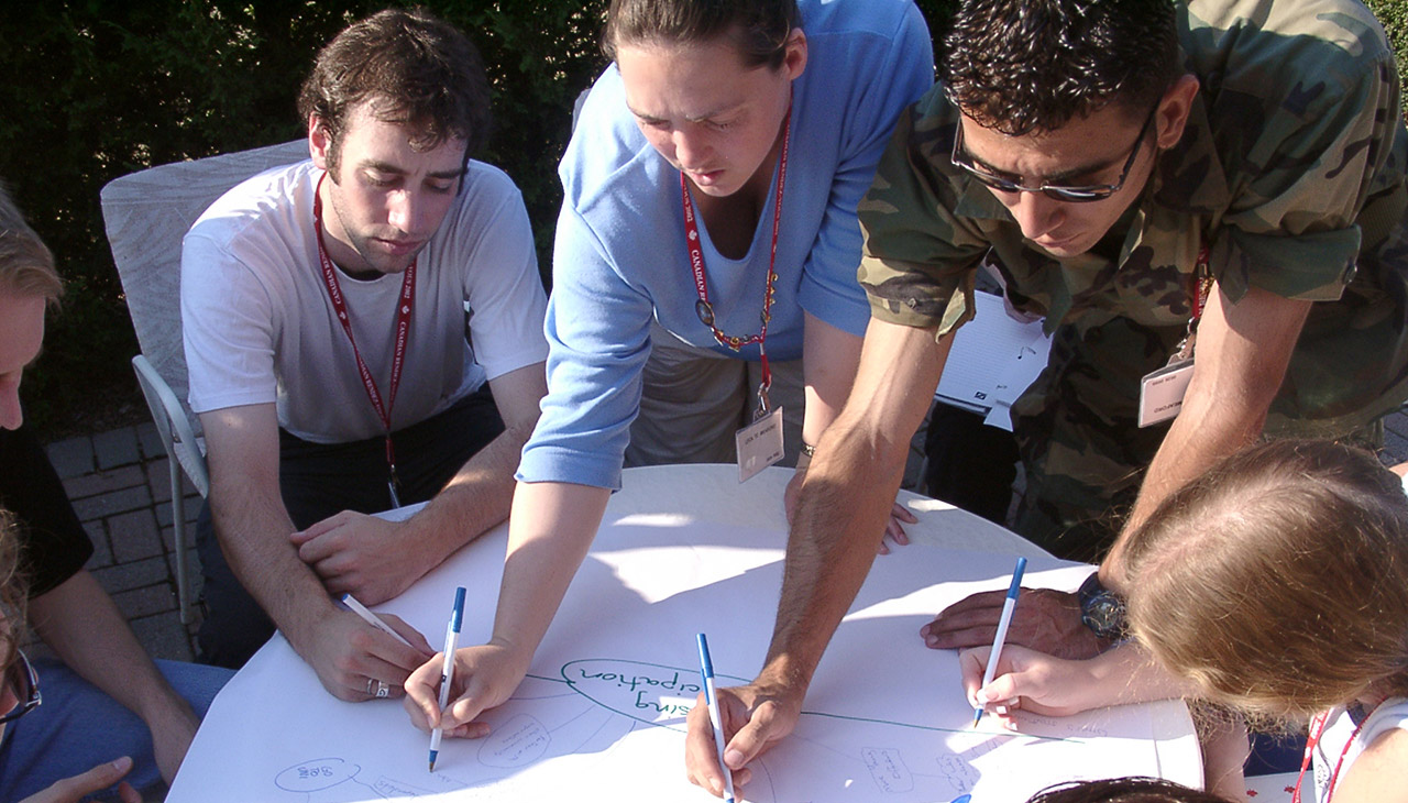 A group of young people brainstorming