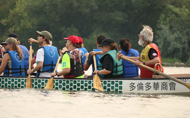 A group of Award participants canoeing on the Adventurous Journey